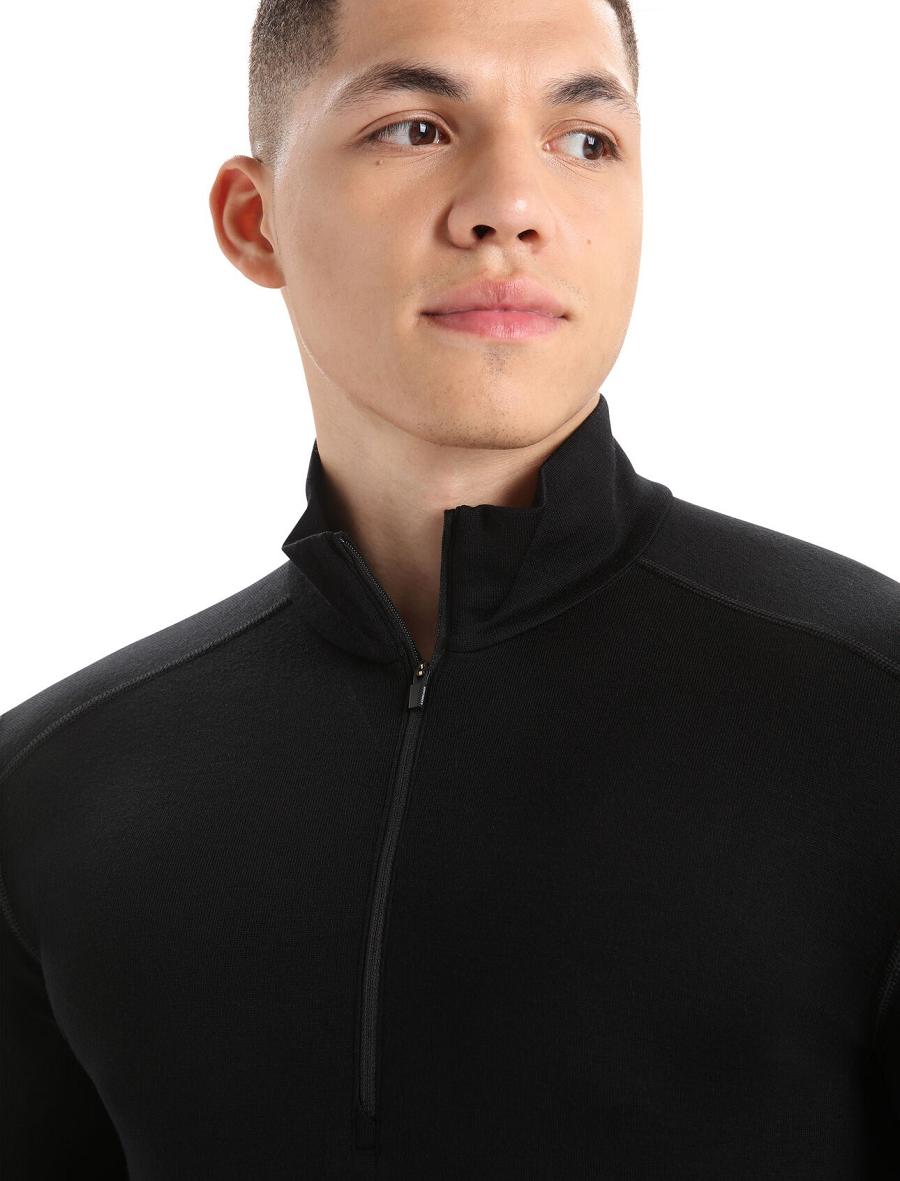 Black Icebreaker Merino 260 Tech Long Sleeve Half Zip Thermal Top Men's Base Layers | AU 1387UZGT